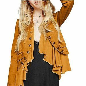 Mustard Gold Ruffle Military Jacket